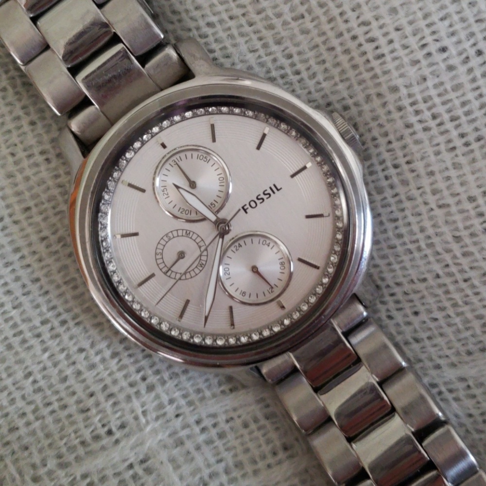 Silver Fossil Watch
